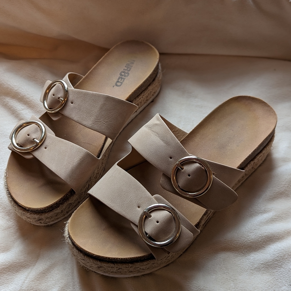 Espadrille platform slide sandles